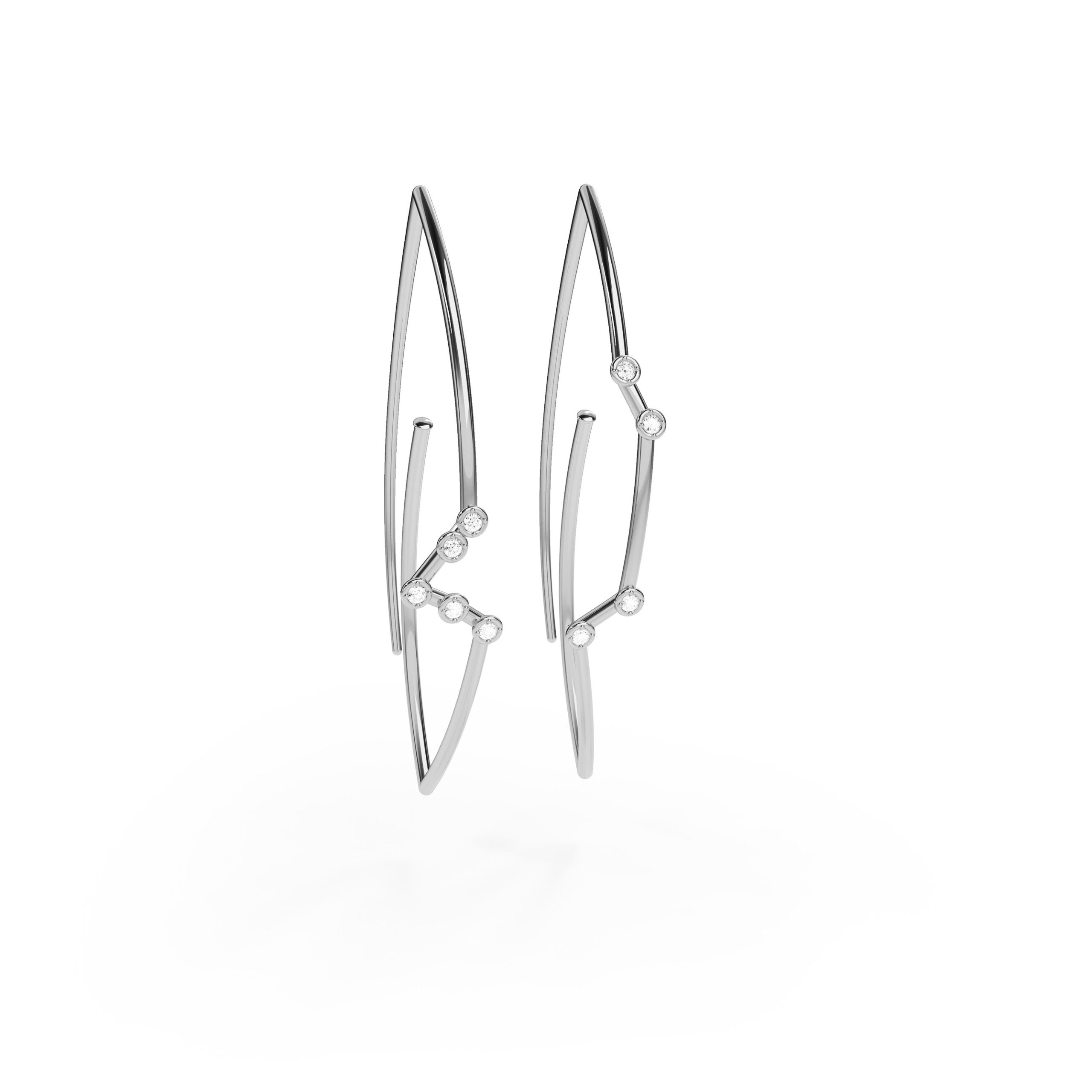 Capricorn Constellation Earrings Platinum